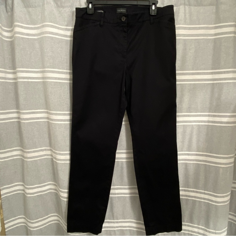 TALBOTS / Black Stretch Cotton Chino Pants Straight Leg Size 10